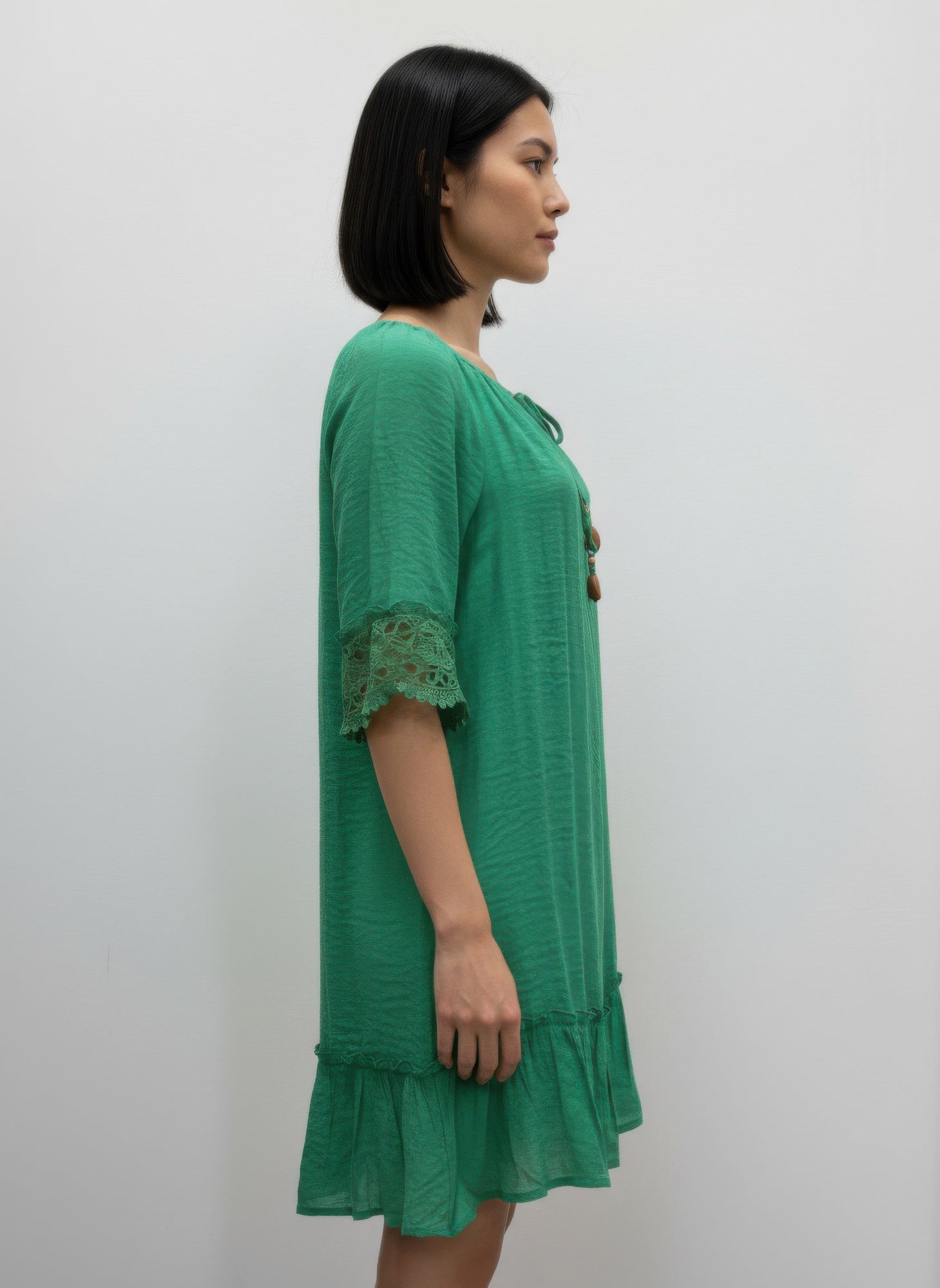 Mlle Gabrielle Solid Elbow Sleeve Dress - All Season Fashion