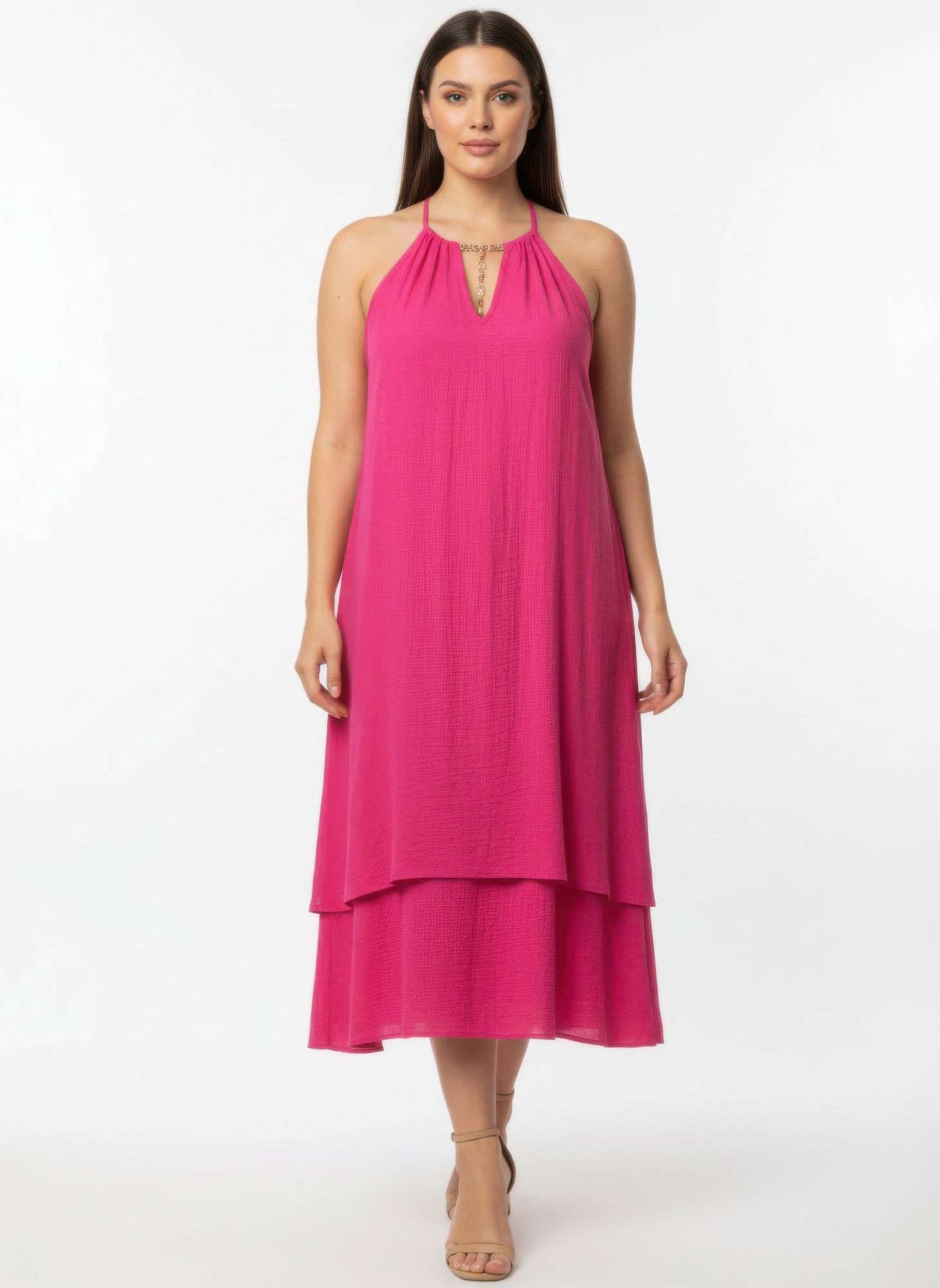 Mlle Gabrielle Solid Sleeveless Dress - All Season Fashion