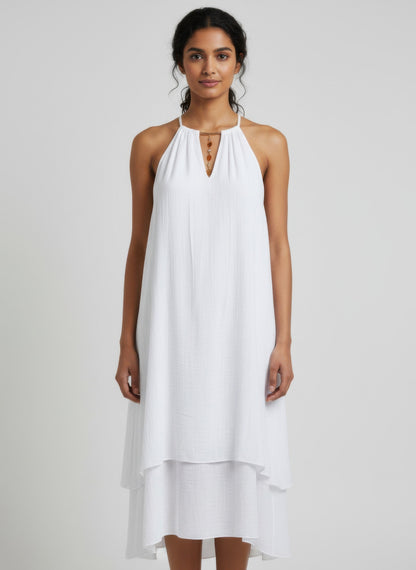 Mlle Gabrielle Solid Sleeveless Dress - All Season Fashion