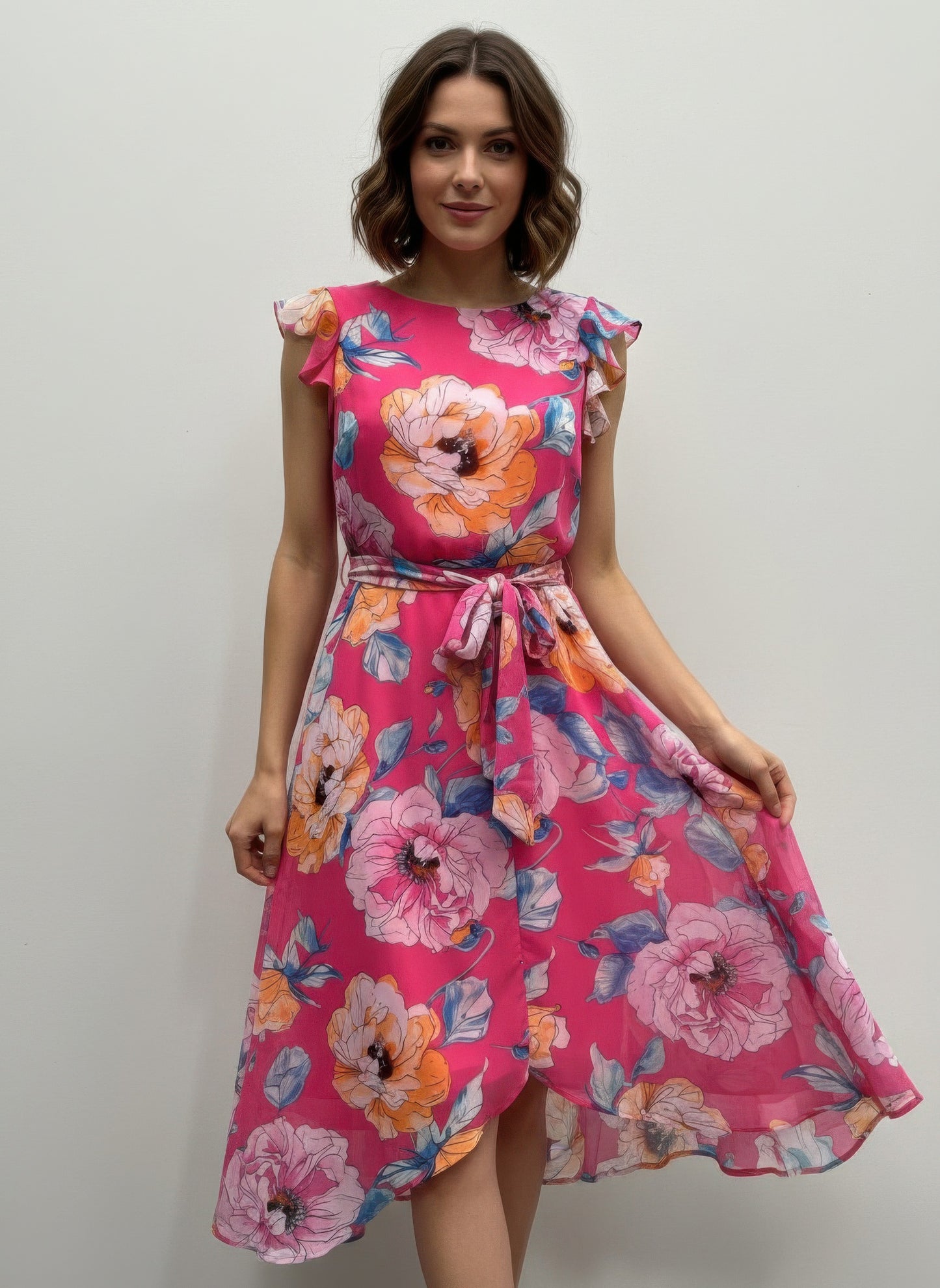 Shelby & Palmer Floral Ruffled Sleeve - All Season Fashion
