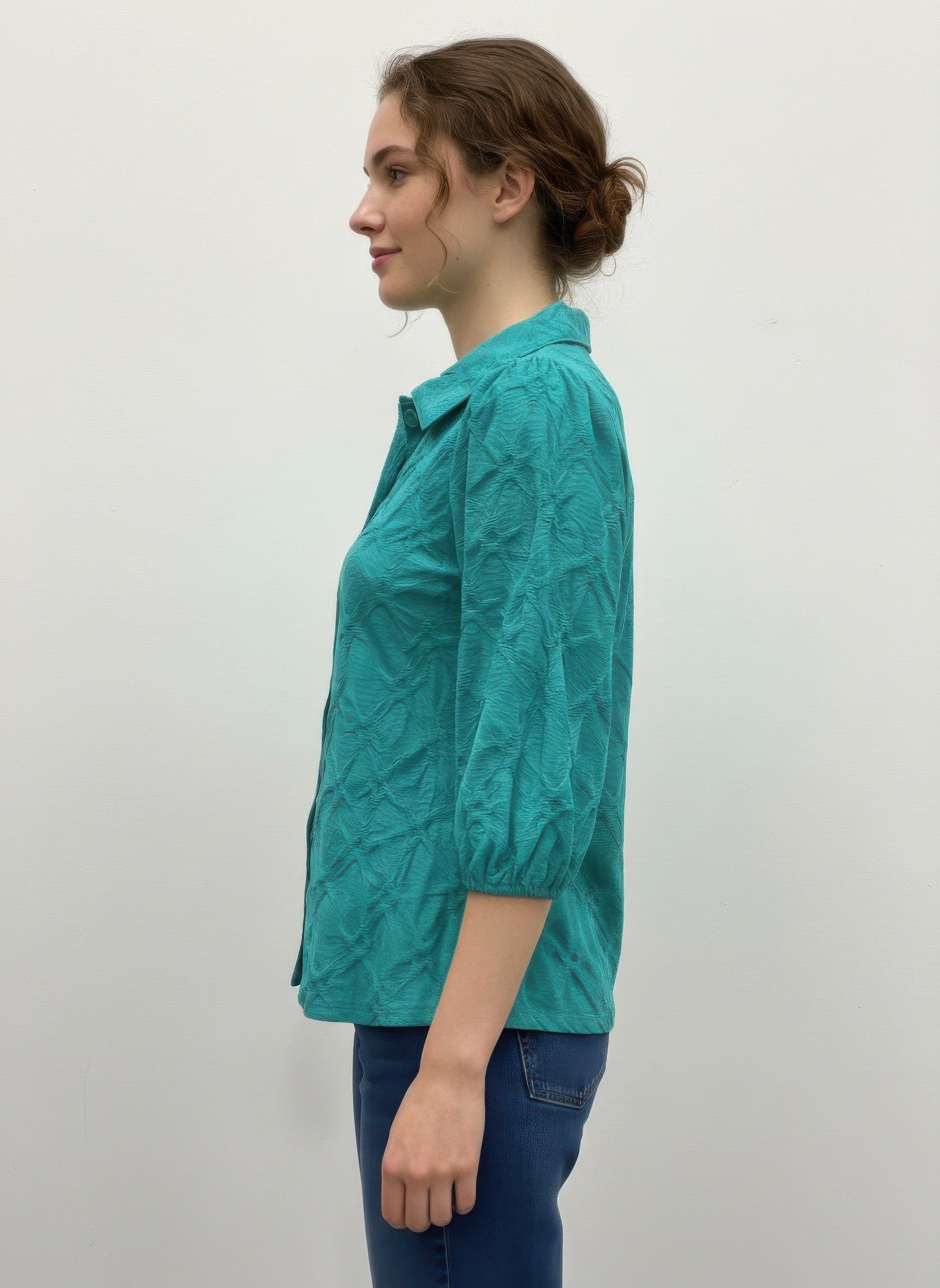 Rylee Moon Solid 3/4 Sleeve Blouse - All Season Fashion