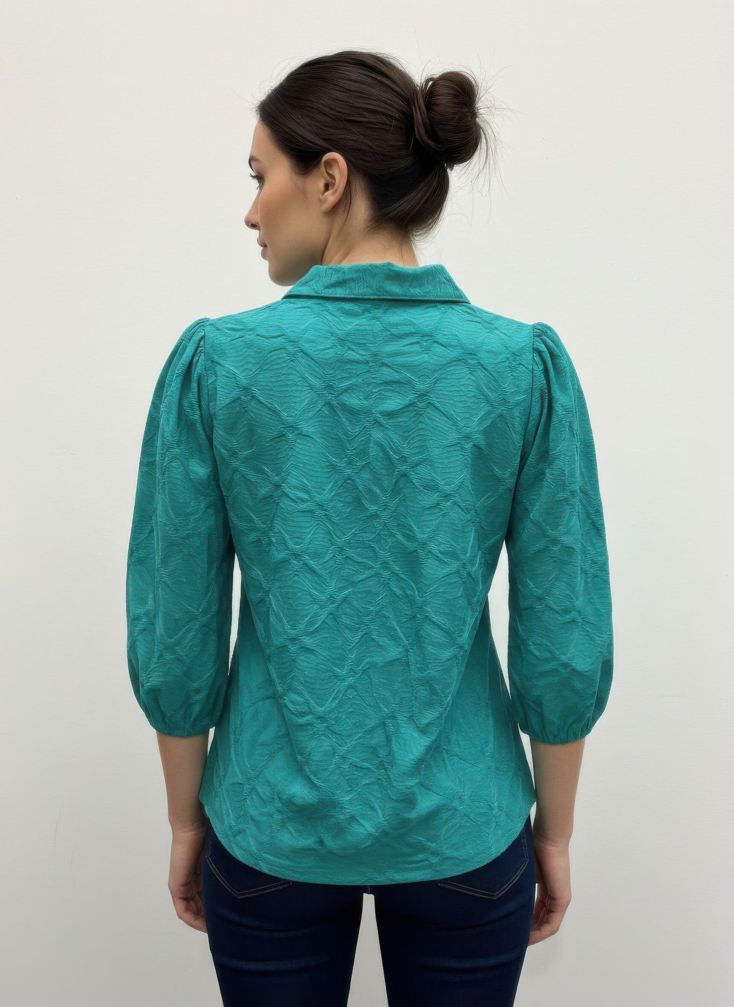 Rylee Moon Solid 3/4 Sleeve Blouse - All Season Fashion