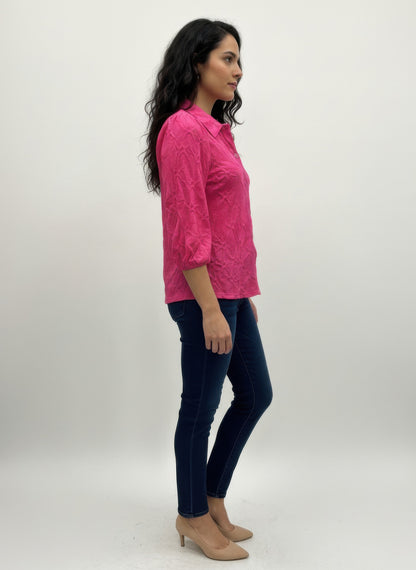 Rylee Moon Solid 3/4 Sleeve Blouse - All Season Fashion
