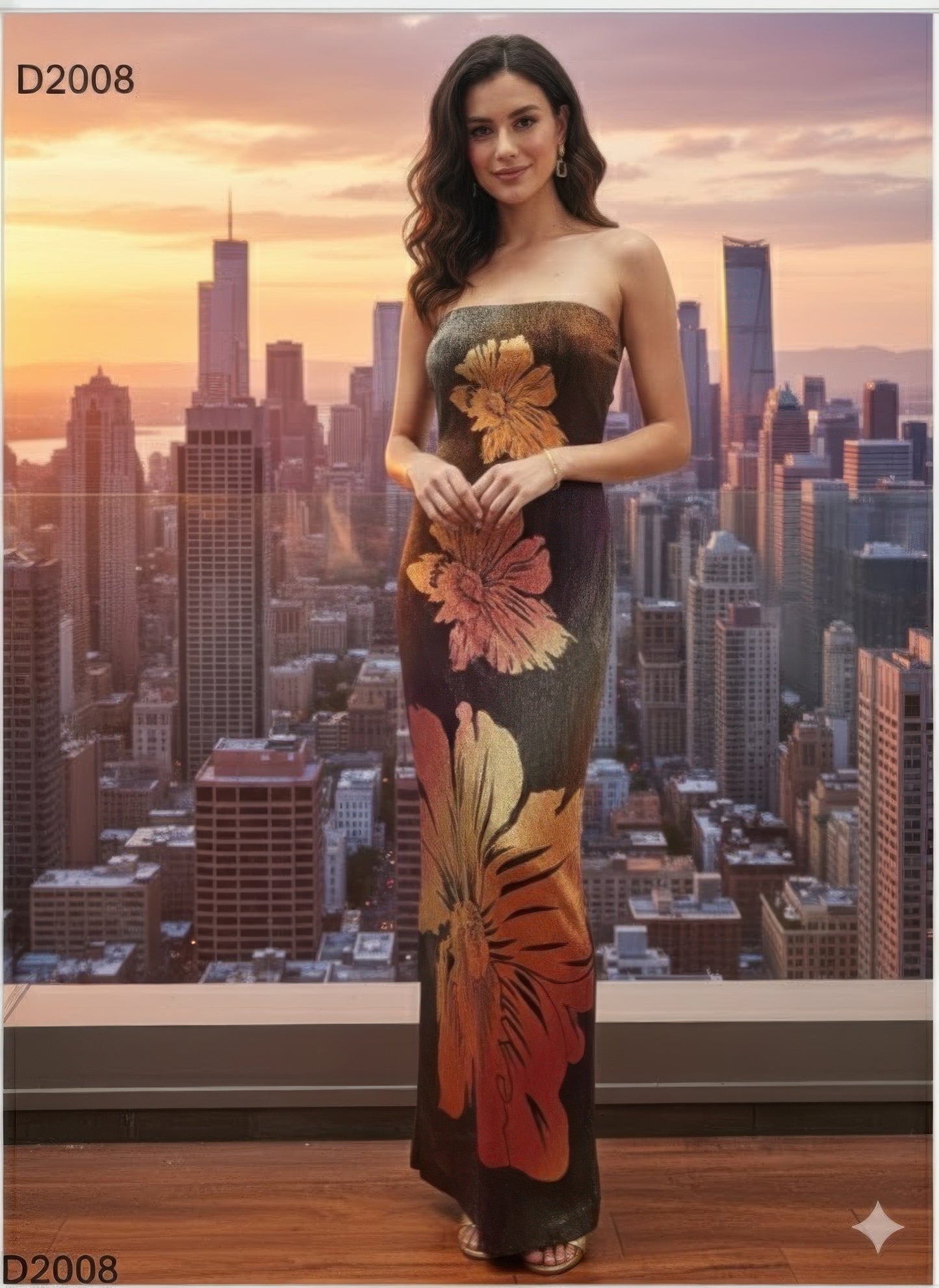 Metallic Flower Tube Maxi Dress - All Season Fashion