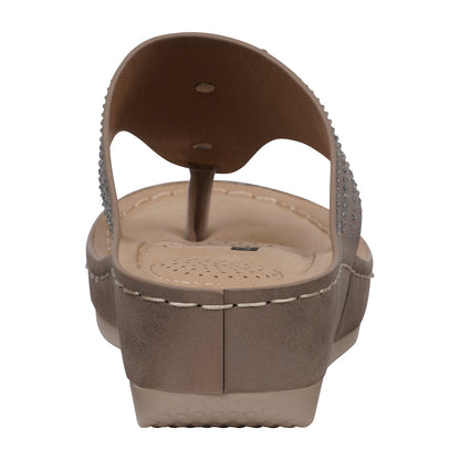 Women's Cora Bronze Embellished Floral Wedge Sandals