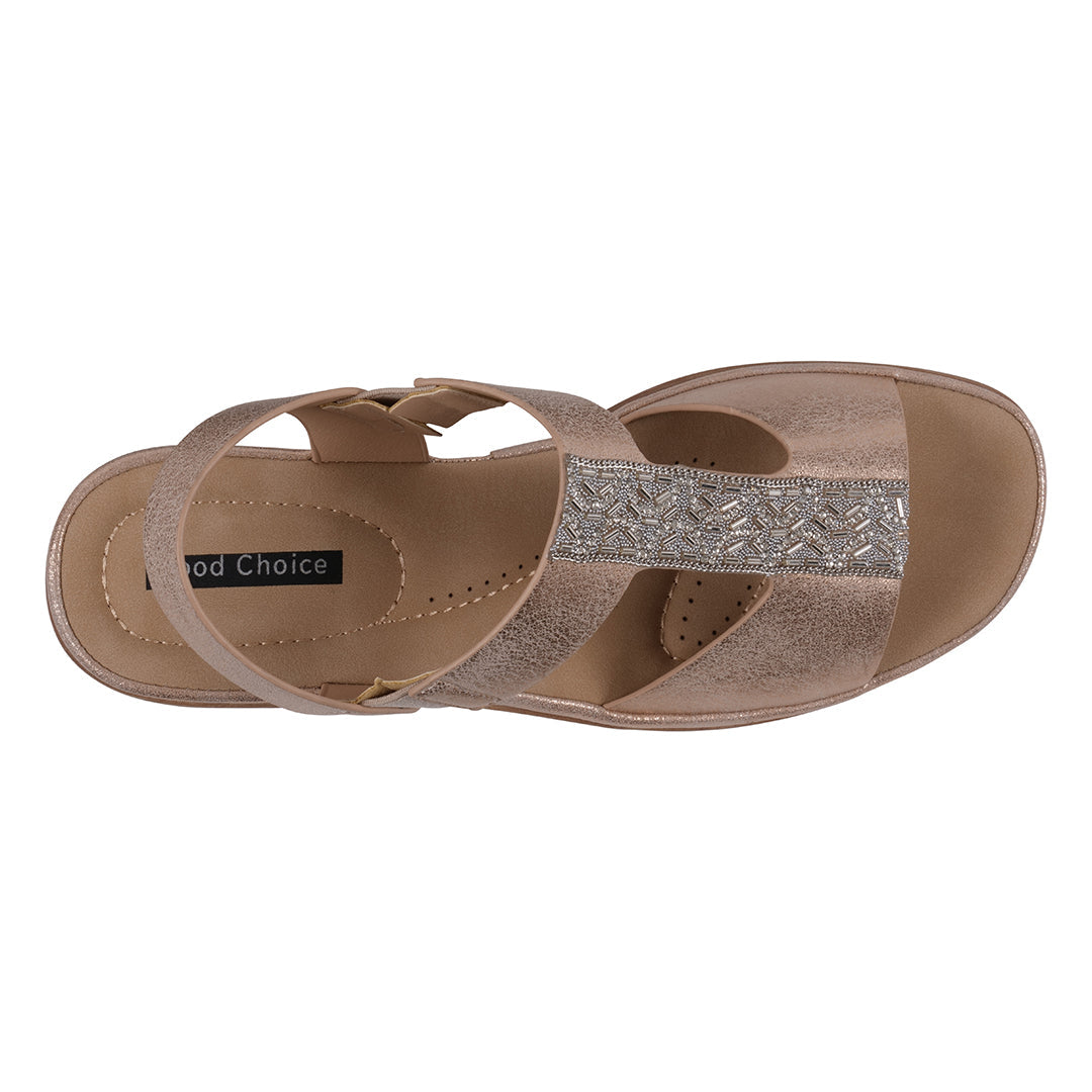 Women's Elissa Rose Gold Embellished Wedge Sandals