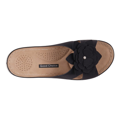 Women's Claire Black Cushioned Footbed Sandals