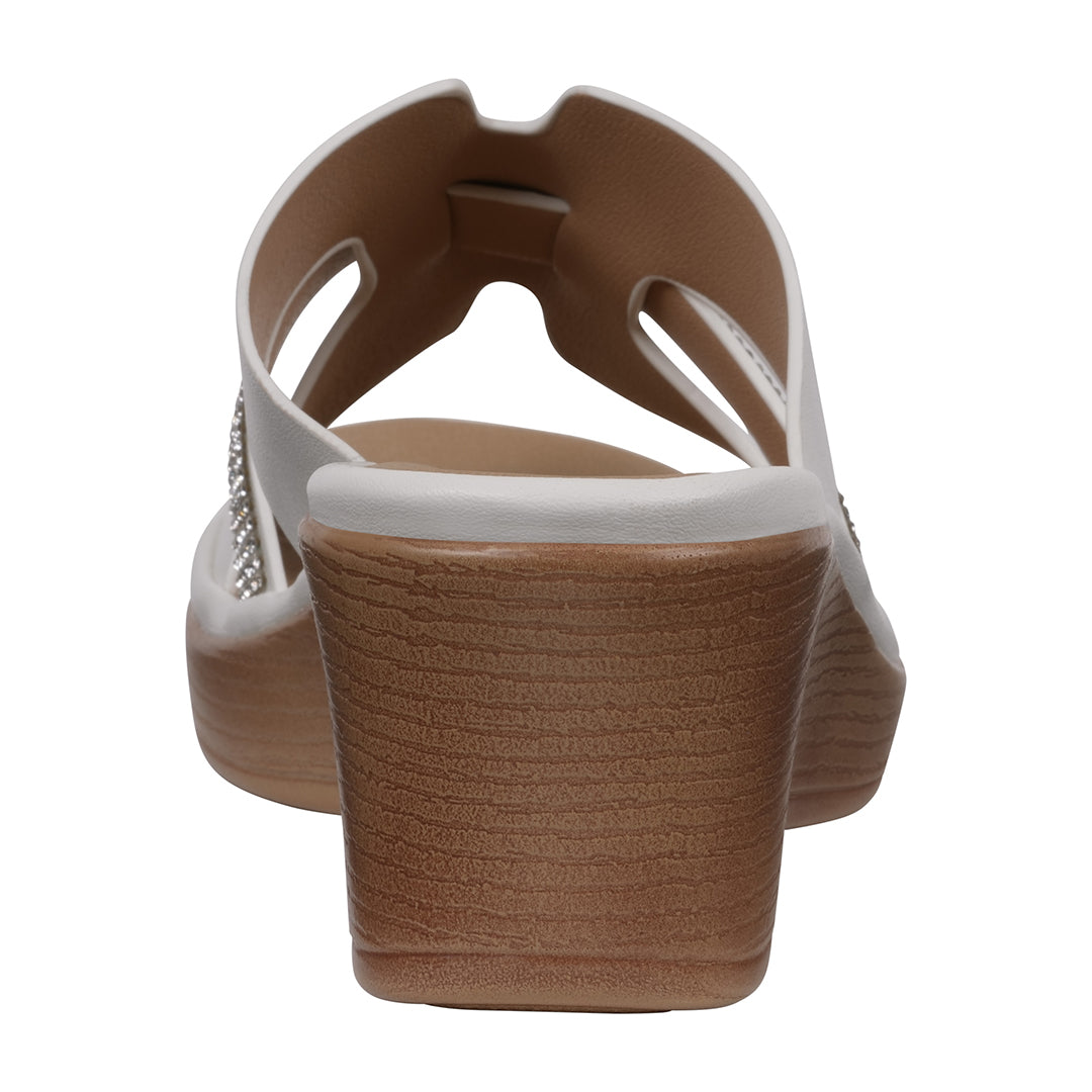 Women's Frances White Embellished Wedge Sandals
