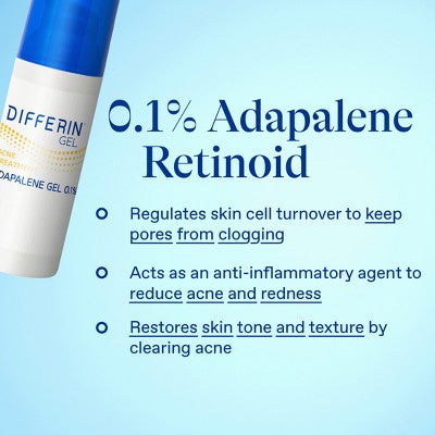 Differin Retinoid Acne Treatment; Adapalene Gel 0.1% 45g/1.6oz - New