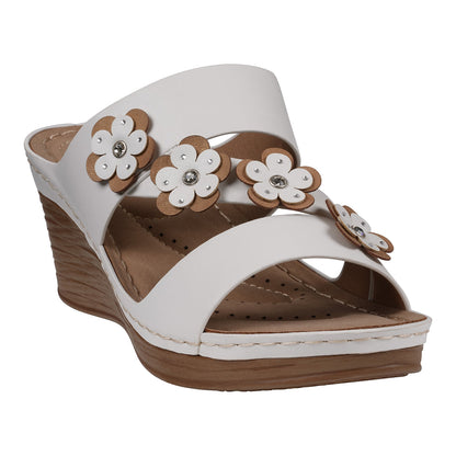 Women's Halia White Floral Wedge Sandals