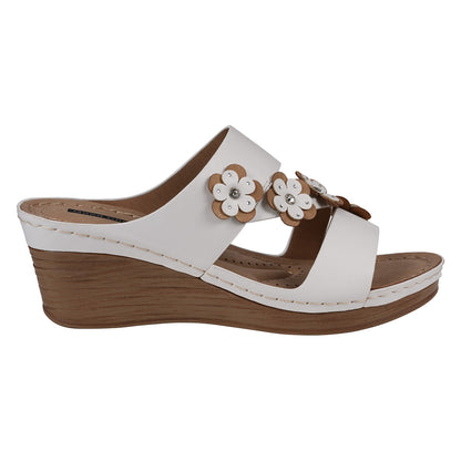 Women's Halia White Floral Wedge Sandals