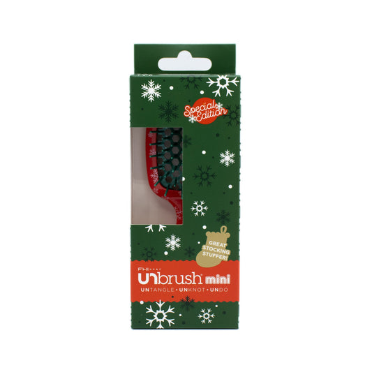 Unbrush Mini Holiday Hair Brush SLEIGH RIDE RED - New