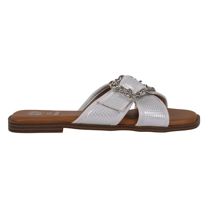 Women's Ivy white Woven Flat Sandals