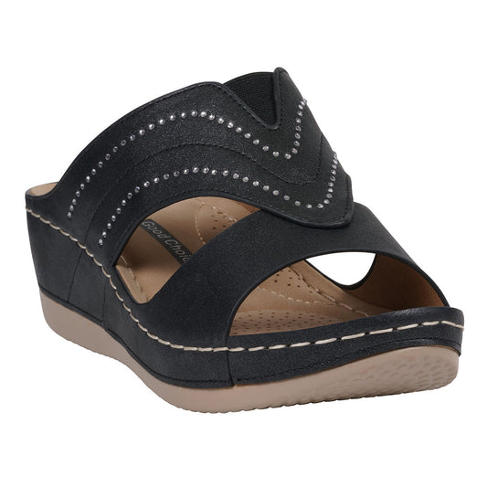 Women's Johanna Black Embellished Wedge Sandals
