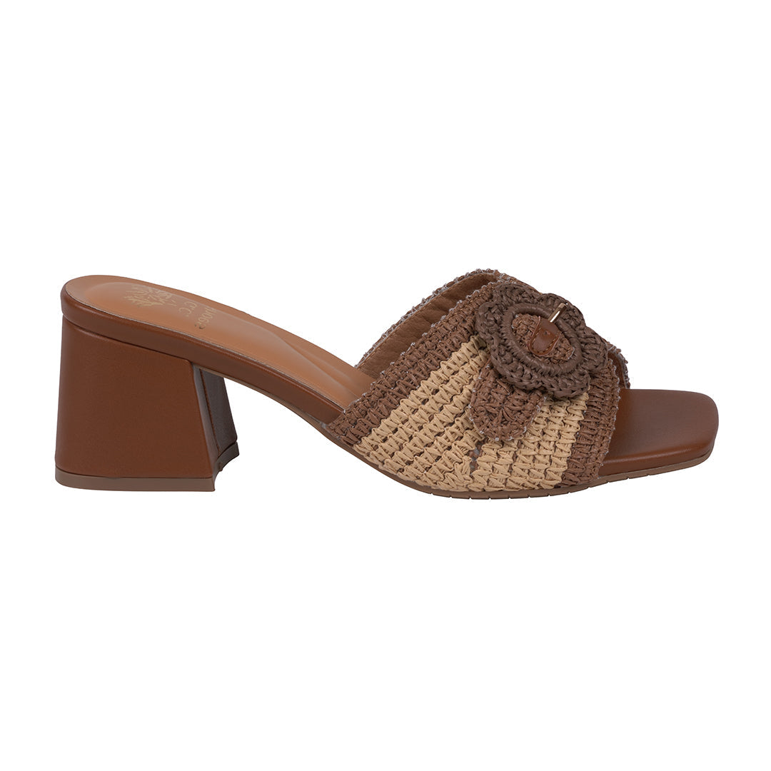 Women's Liza Brown Woven Heeled Sandals