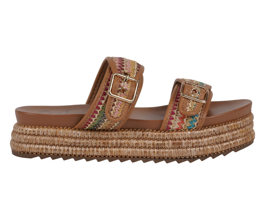 Lorena Multi Woven Double Band Slide Platform Sandals