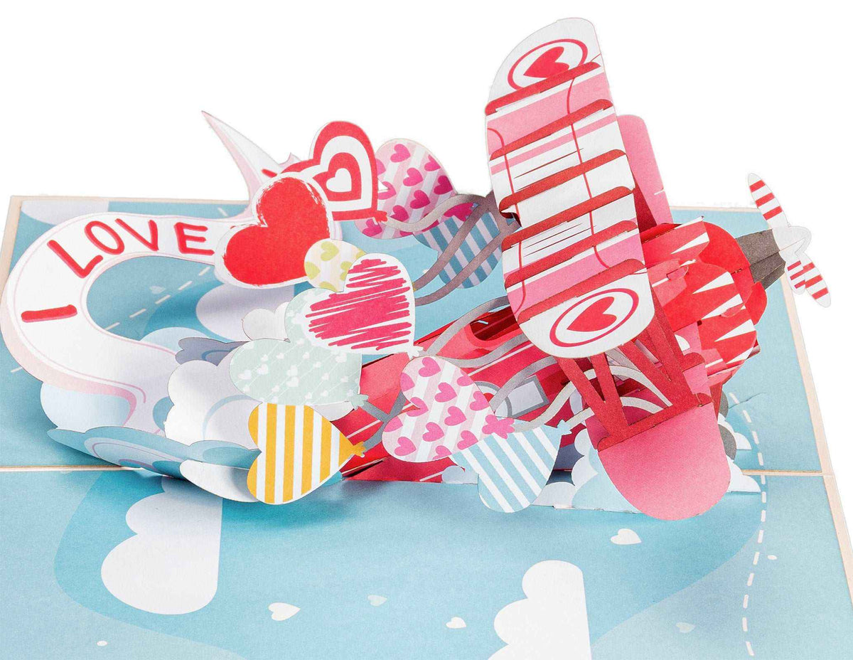 I Love You Biplane Pop Up Card - 5" x 7"