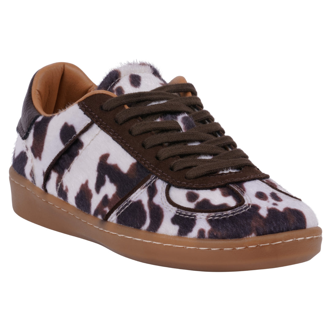 Women's Milan Cow Print Lace Up Sneaker