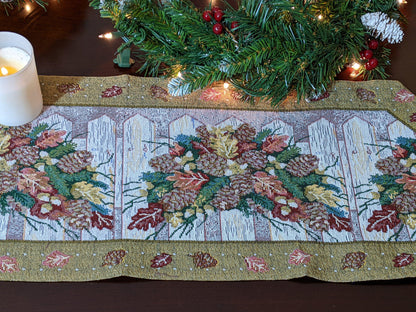 DaDa Bedding Rustic Floral Bouquet Lights Holiday Tapestry Dining Table Runner (6068)