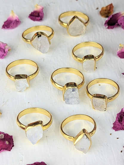Raw Moonstone Bezel Ring