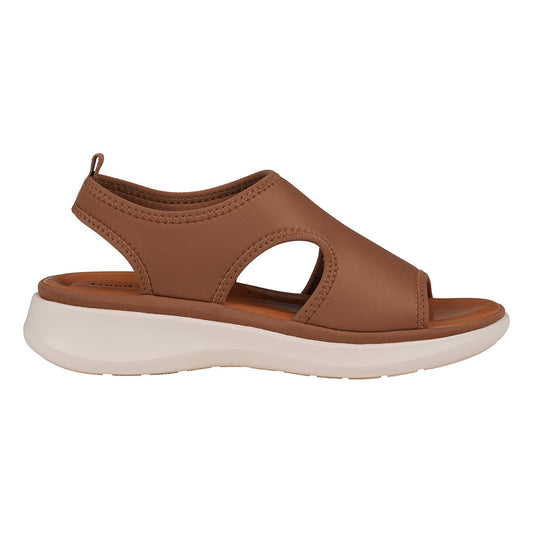 Women's Romy Brown Stretch Lycra Wedge Sandals