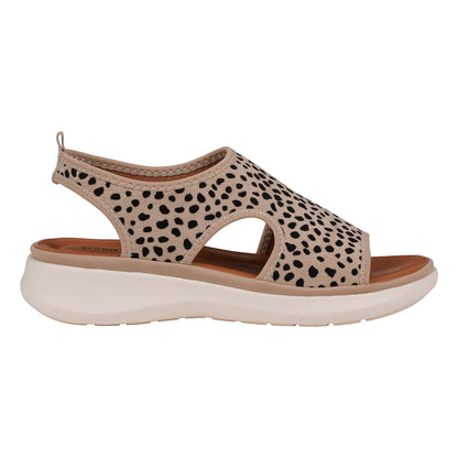 Women's Romy Leopard Stretch Lycra Wedge Sandals