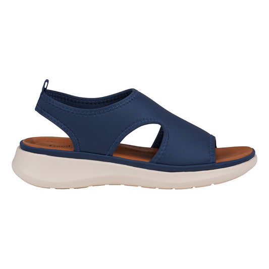 Women's Romy Navy Stretch Lycra Wedge Sandals