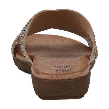 Women's Sharlene Gold Embellished Cross-Strap Flat Sandals