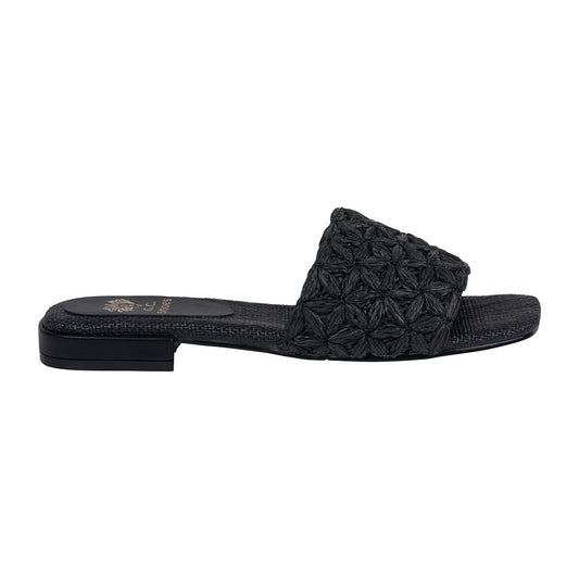 Women's Kendra Black Woven Flat Sandals