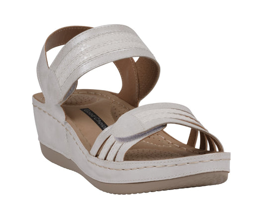 Samar White Wedge Sandals