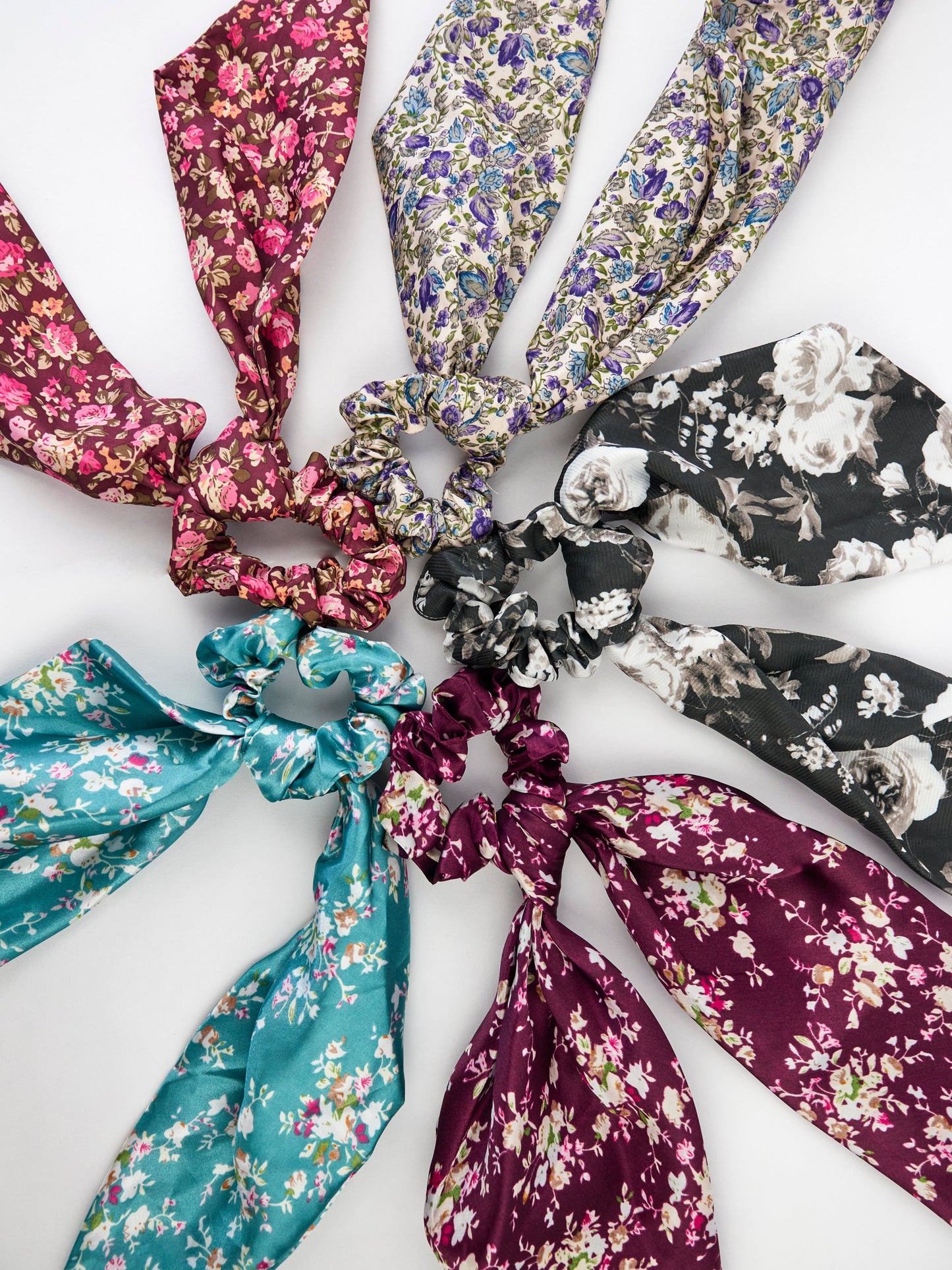 Teal Satin Scarf Scrunchie