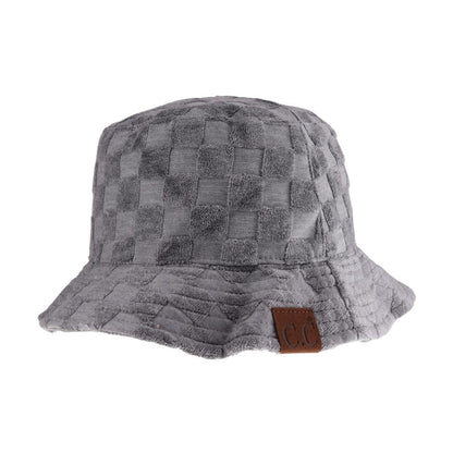 Checkered Pattern Terry Cloth C.C Bucket Hat