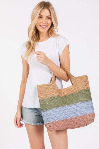 Multi Color Stripe Tote Bag - All Season Fashion