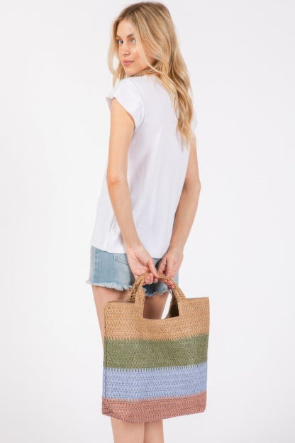 Multi Color Stripe Tote Bag - All Season Fashion