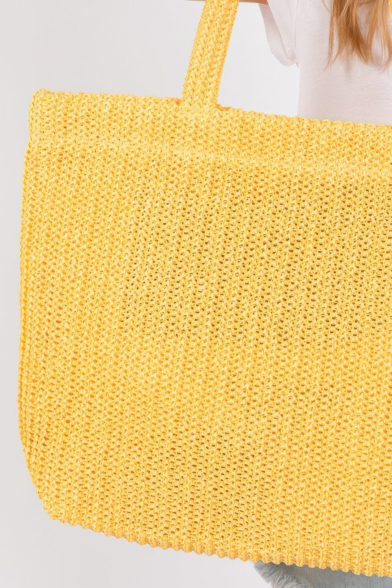 Solid Crochet Straw Bag - All Season Fashion