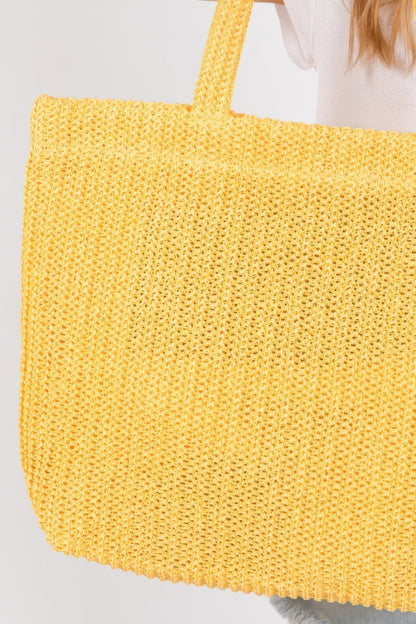 Solid Crochet Straw Bag - All Season Fashion