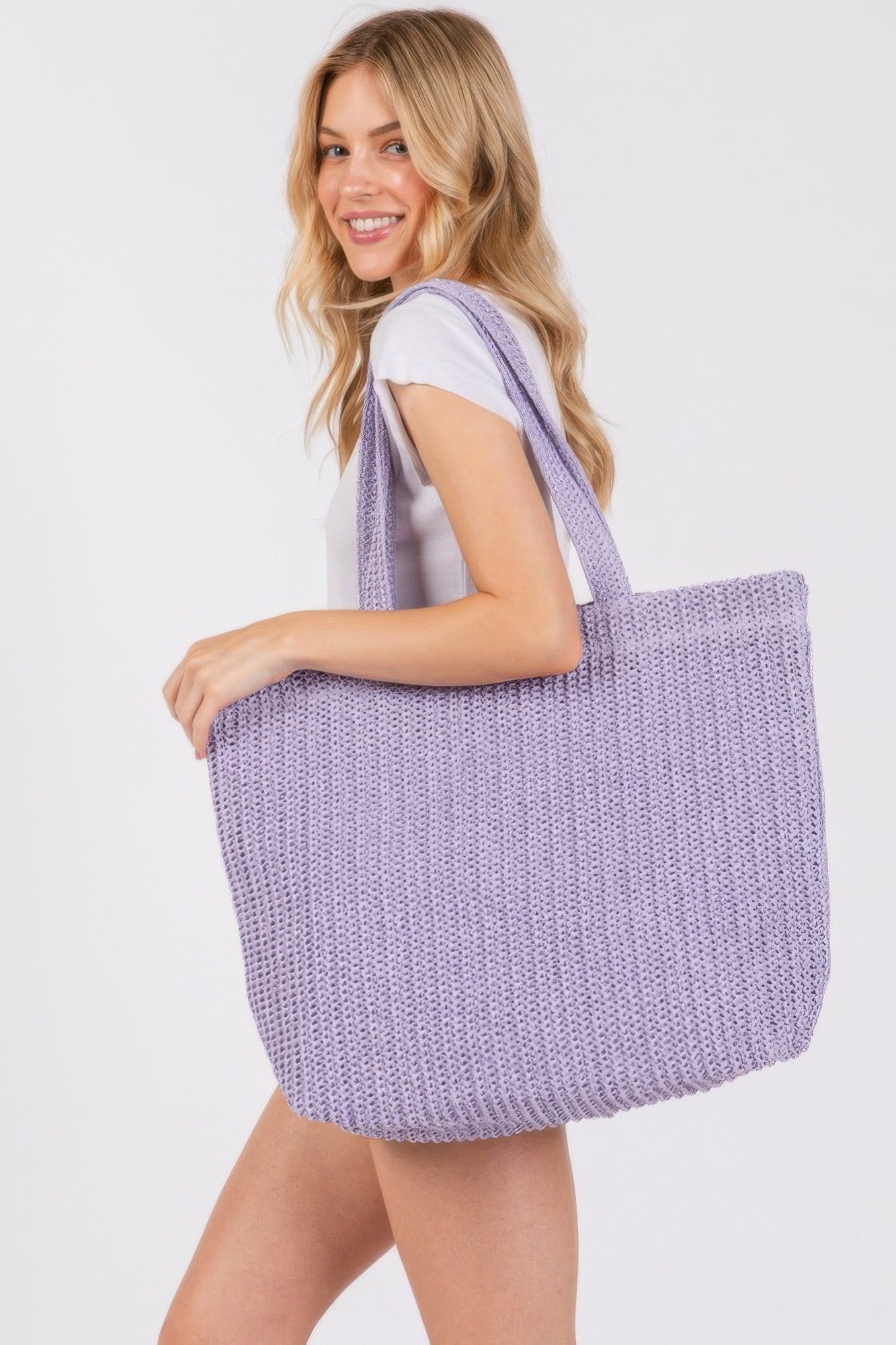 Solid Crochet Straw Bag - All Season Fashion