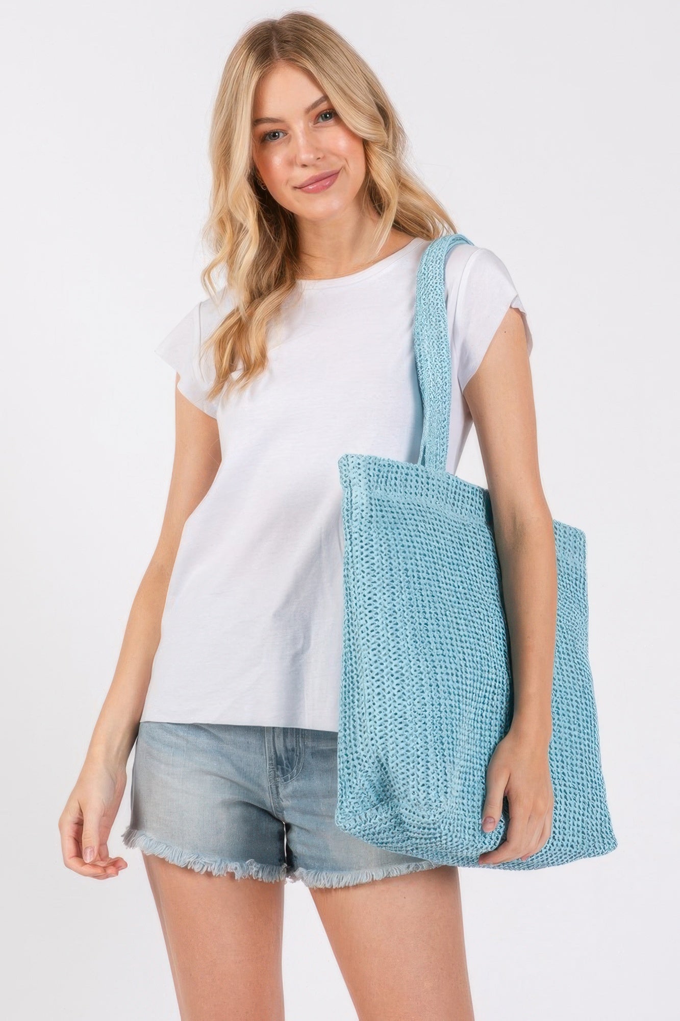 Solid Crochet Straw Bag - All Season Fashion