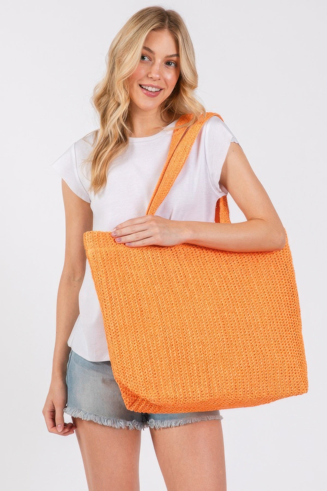 Solid Crochet Straw Bag - All Season Fashion