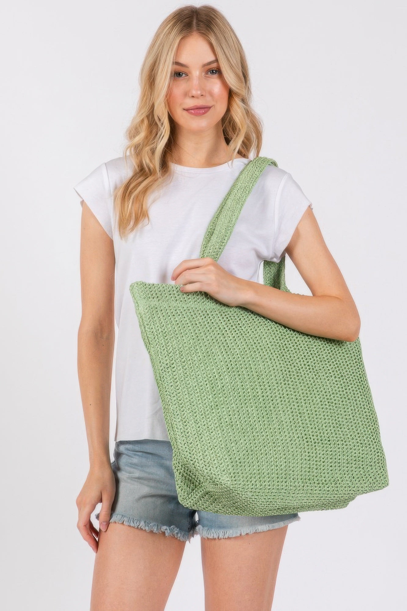 Solid Crochet Straw Bag - All Season Fashion