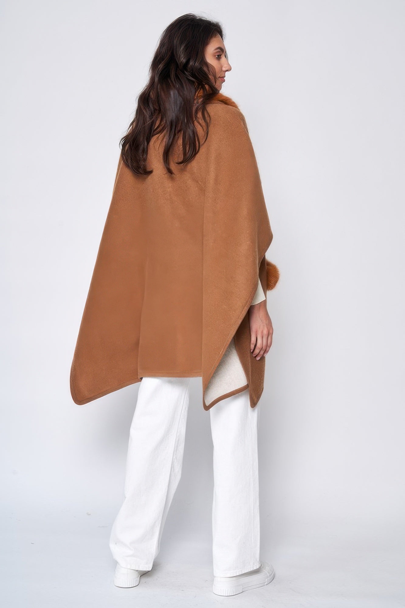 Faux Fur Collar Kimono - All Season Fashion