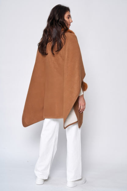 Faux Fur Collar Kimono - All Season Fashion