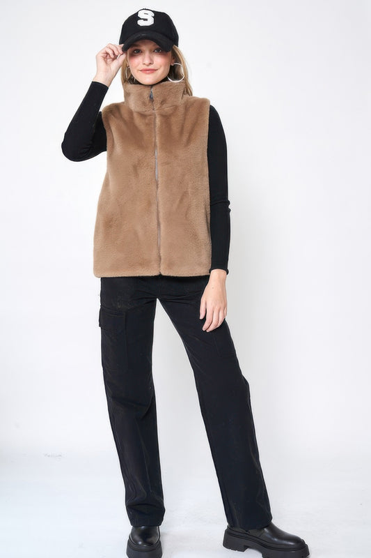 Solid Faux Fur Vest - All Season Fashion