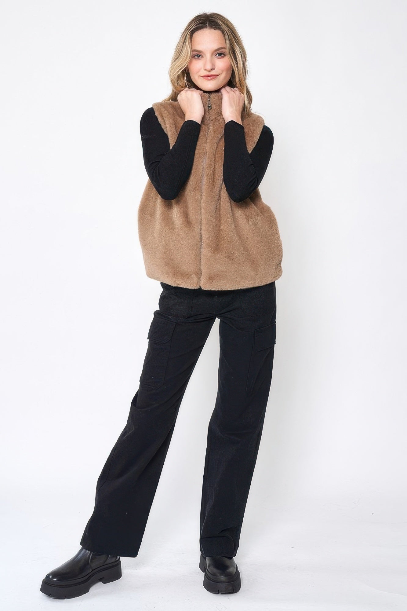 Solid Faux Fur Vest - All Season Fashion