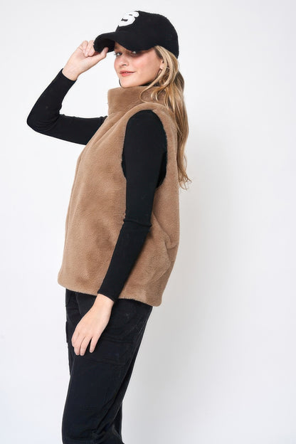 Solid Faux Fur Vest - All Season Fashion