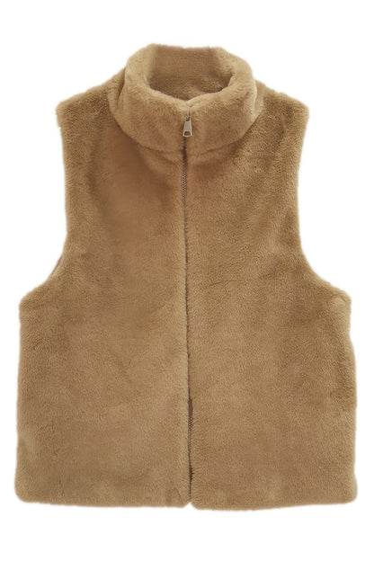 Solid Faux Fur Vest - All Season Fashion
