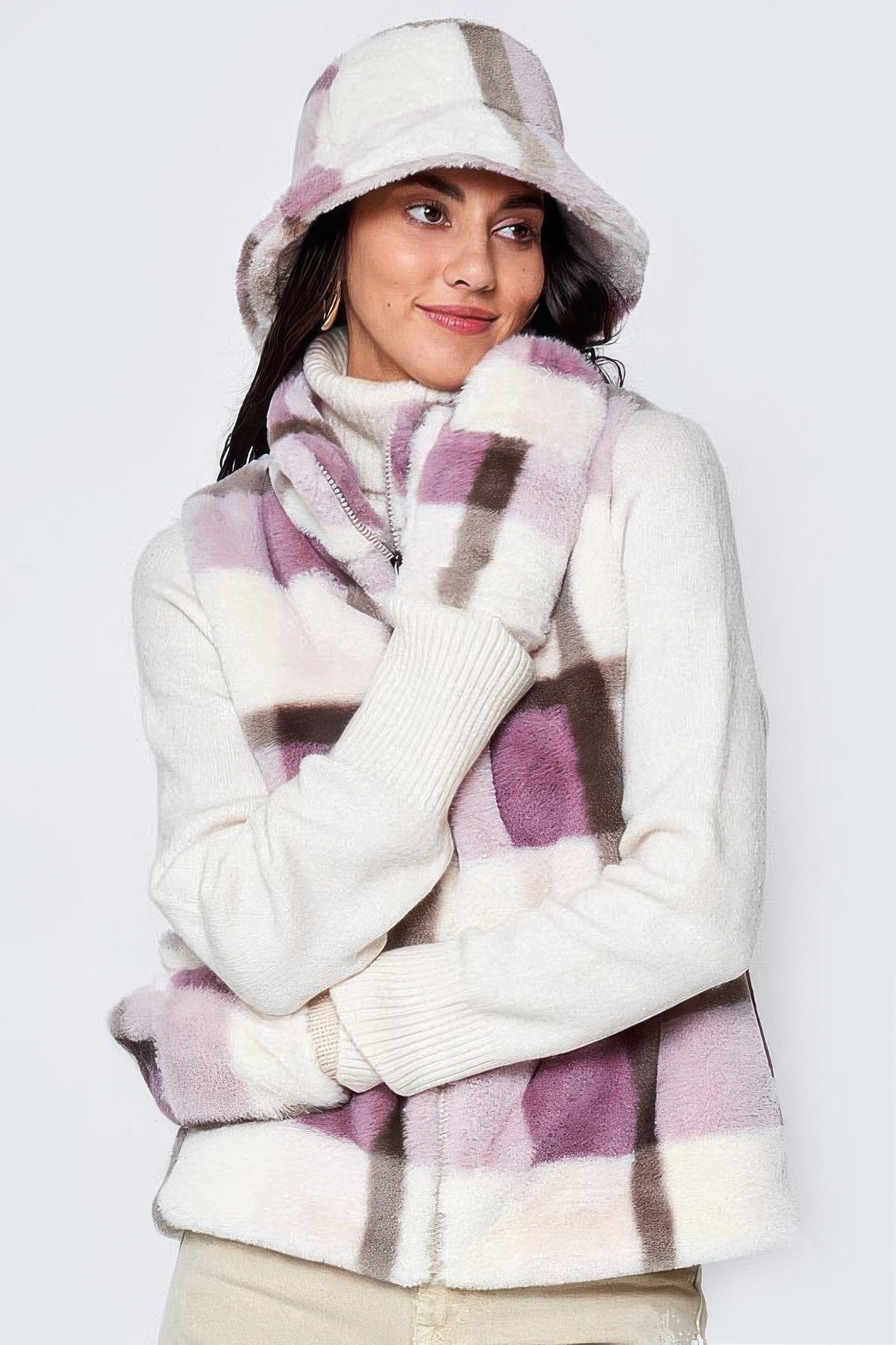 Plaid Faux Fur Vest - All Season Fashion