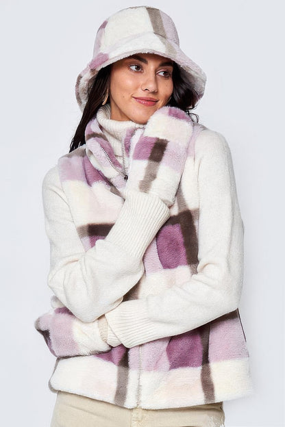 Plaid Faux Fur Vest - All Season Fashion