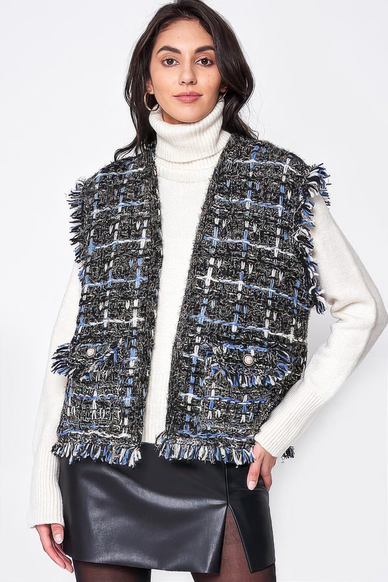 Plaid Tweed Vest - All Season Fashion