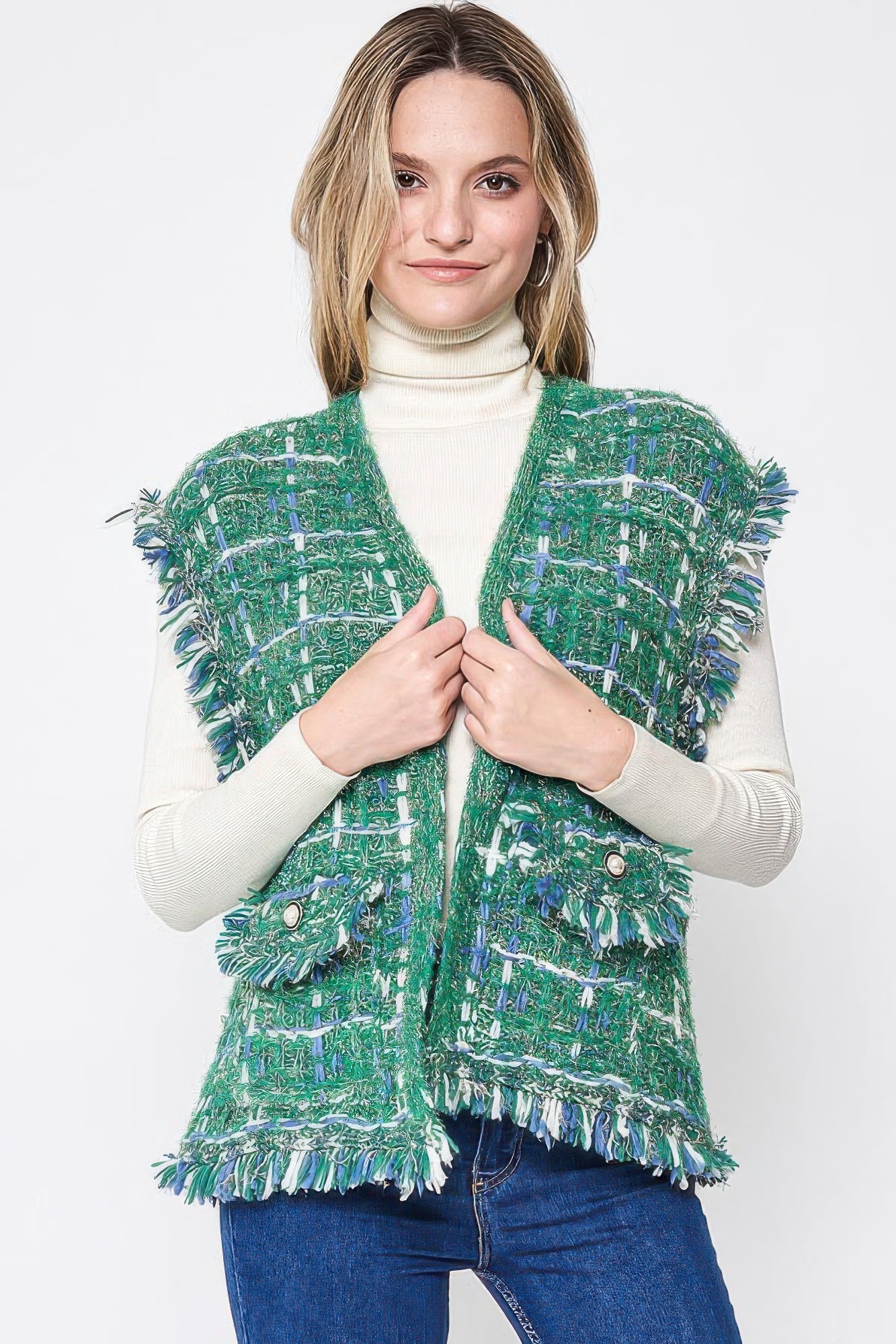 Plaid Tweed Vest - All Season Fashion